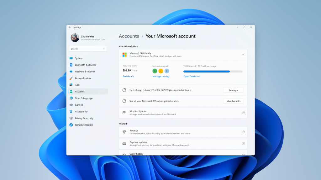 Your Microsoft account page